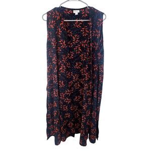 LuLaRoe Black with Red and Blue Leaves Joy Vest - Large